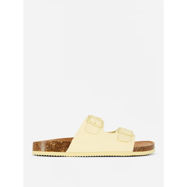 Double Strap Footbed Sandals - Light Yellow