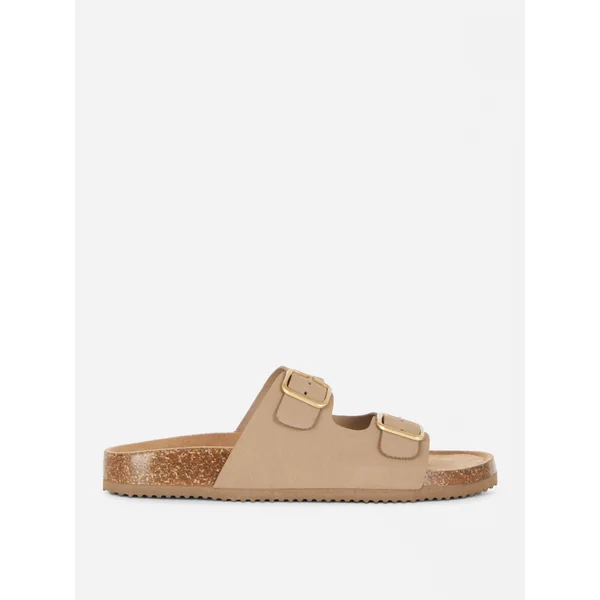 Double Strap Footbed Sandals - Tan