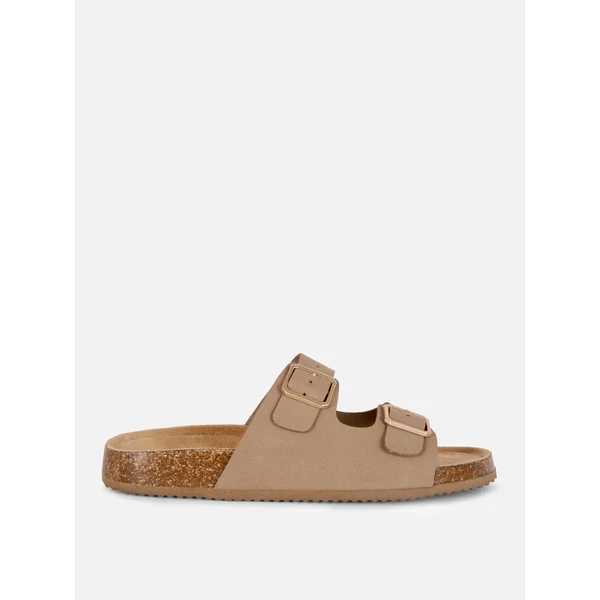 Double Strap Footbed Sandals - Taupe