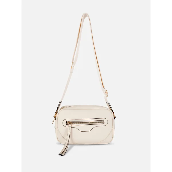 Double Zip Crossbody Camera Bag - Ivory