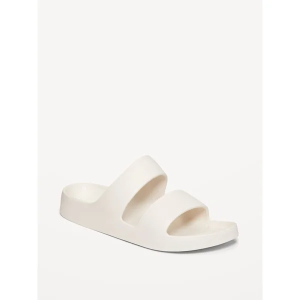 Double-Strap Slide Sandals for Girls (Partially Plant-Based) - Creme