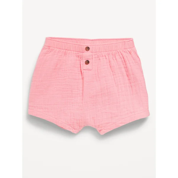 Double-Weave Button-Front Shorts for Baby - Anemone Pink