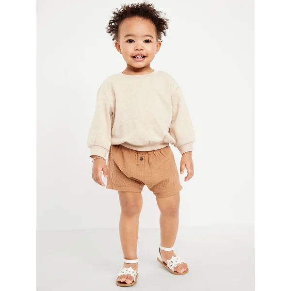 Double-Weave Button-Front Shorts for Baby - BELGIAN WAFFLE