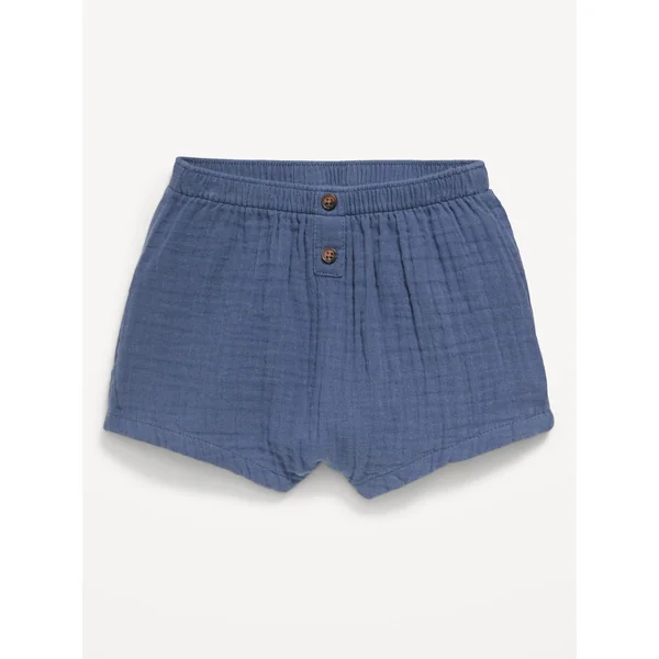 Double-Weave Button-Front Shorts for Baby - Evening Shadow
