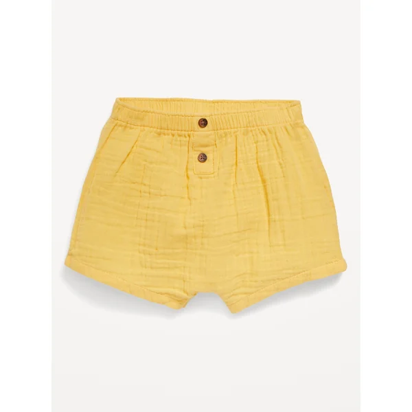 Double-Weave Button-Front Shorts for Baby - Taxi Cab
