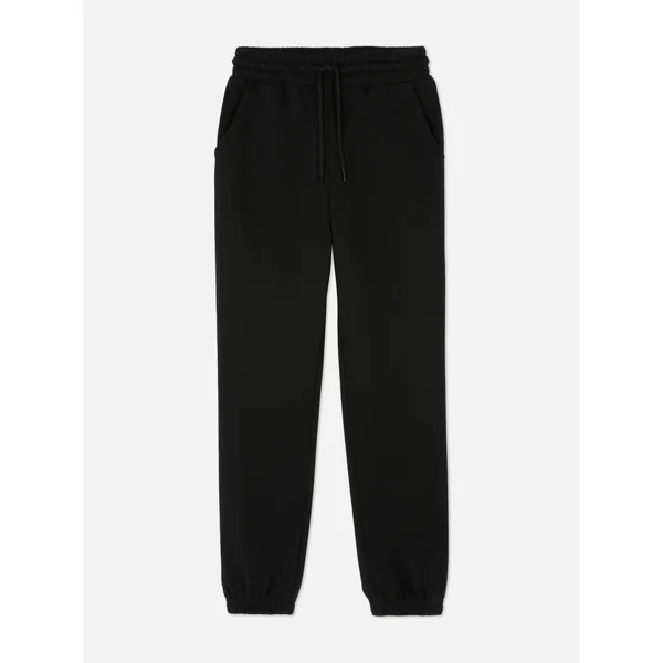 Drawstring Cuffed Joggers - Black