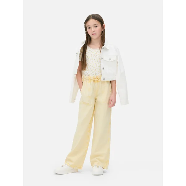 Drawstring Paperbag Pants - Yellow