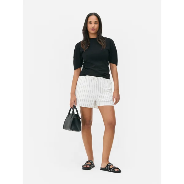 Drawstring Shorts - White/Black