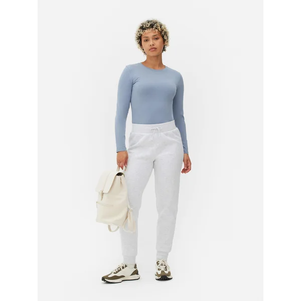 Drawstring Skinny Joggers - Gray Heather