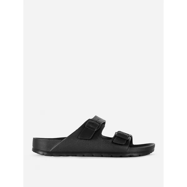 Dual Strap Footbed Sandals - Black