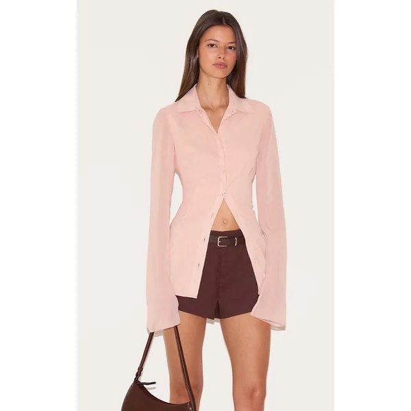 Dusty Pink Fitted Chiffon Shirt