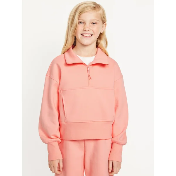 Dynamic Fleece Half-Zip Performance Sweatshirt for Girls - Just Peachy