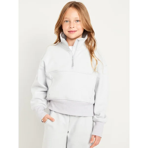 Dynamic Fleece Half-Zip Performance Sweatshirt for Girls - Light Heather Gray