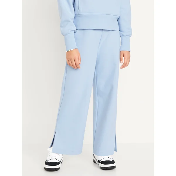 Dynamic Fleece High-Waisted Wide-Leg Pants for Girls - GLASSY SEA