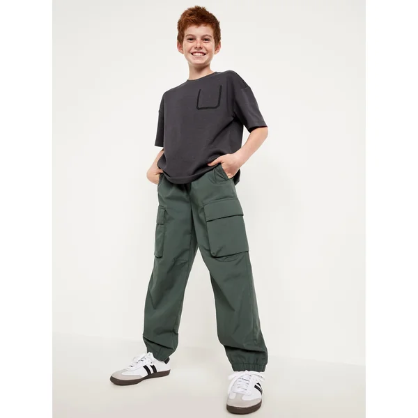 Dynamic Fleece Oversized Pocket T-Shirt for Boys - Charcoal