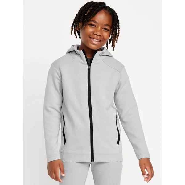 Dynamic Fleece Zip-Front Hoodie for Boys - Light Heather Gray