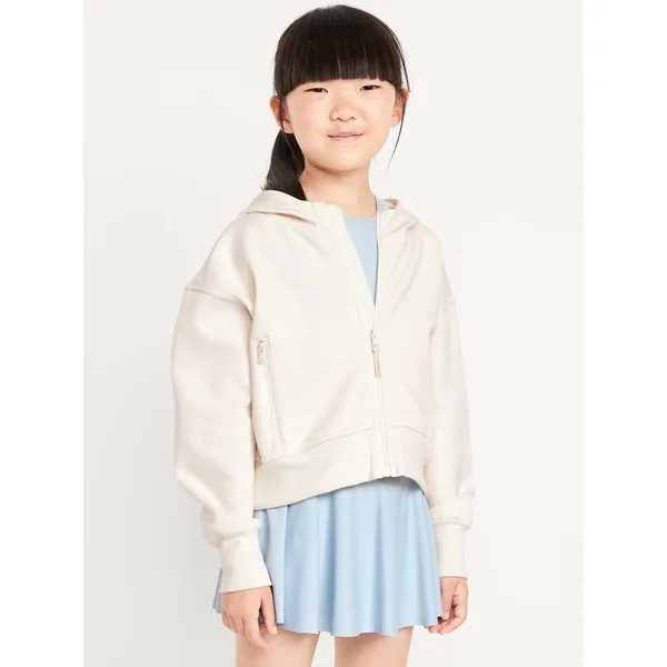 Dynamic Fleece Zip-Front Performance Hoodie for Girls - Creme De La Creme