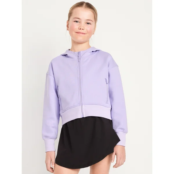 Dynamic Fleece Zip-Front Performance Hoodie for Girls - Lavender Haven