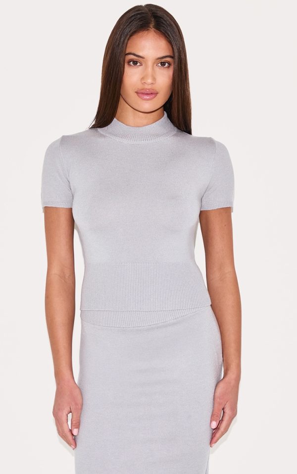 Ash Grey Basic Knit T Shirt