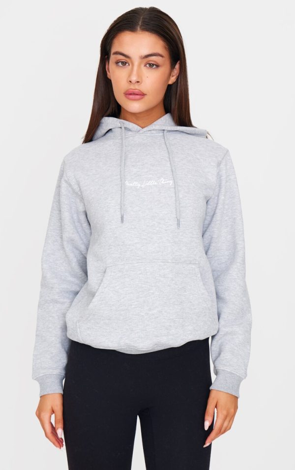 PRETTYLITTLETHING Grey Marl Oversized Sweat Hoodie