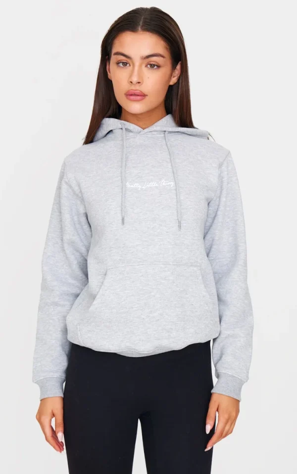 PRETTYLITTLETHING Grey Marl Oversized Sweat Hoodie