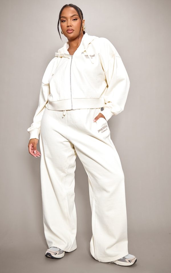 PRETTYLITTLETHING Plus Sand Printed Premium Wide Leg Sweatpants