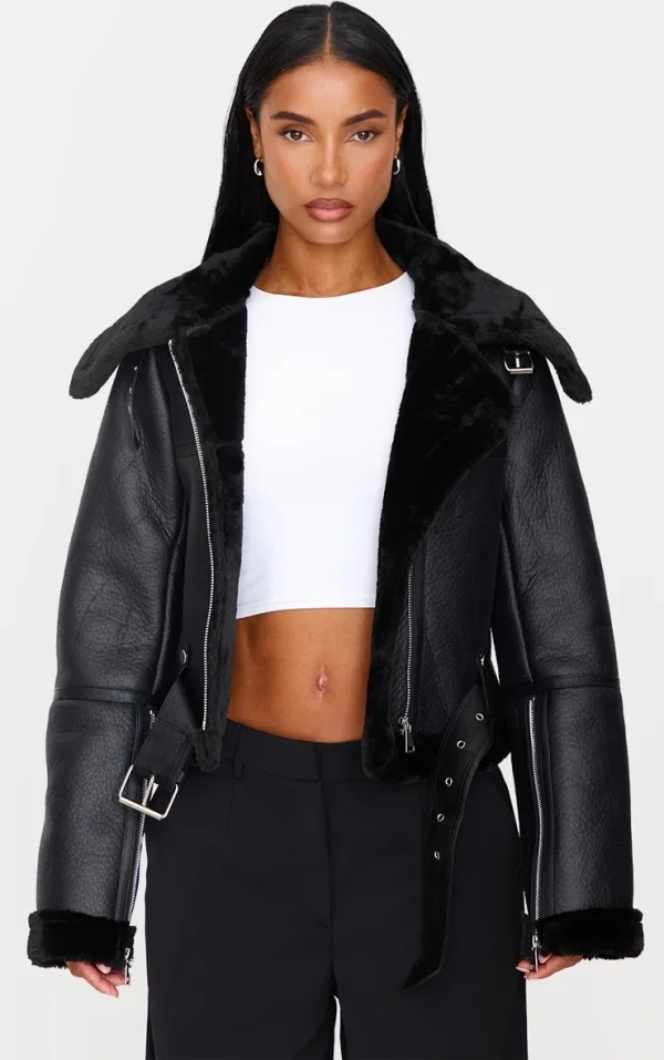 Black Multi Zip Cropped Aviator