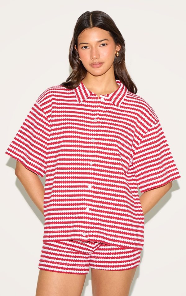 Red Stripe Textured Stripe Shirt