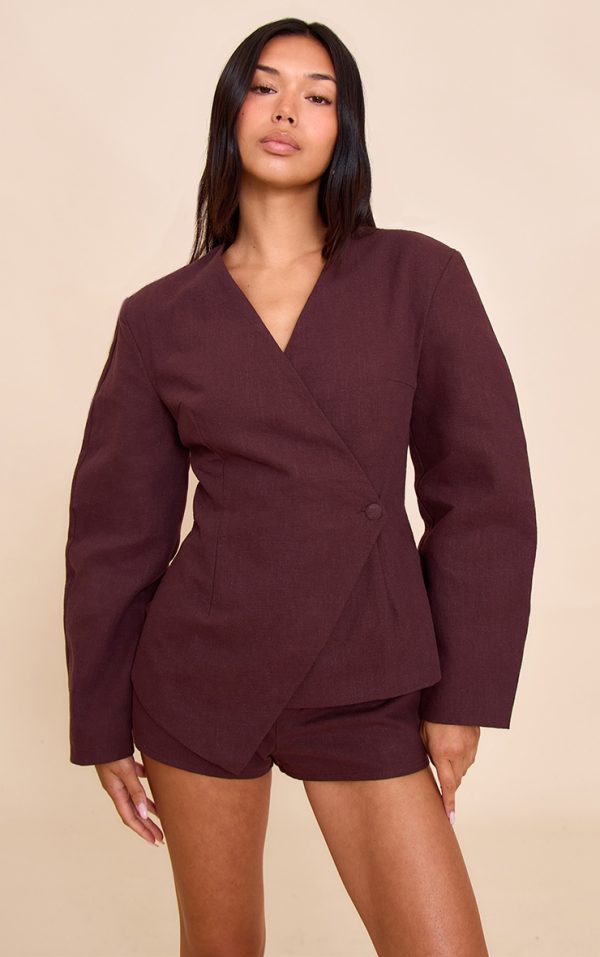 Deep Chocolate Premium Linen Tailored Hot Pant