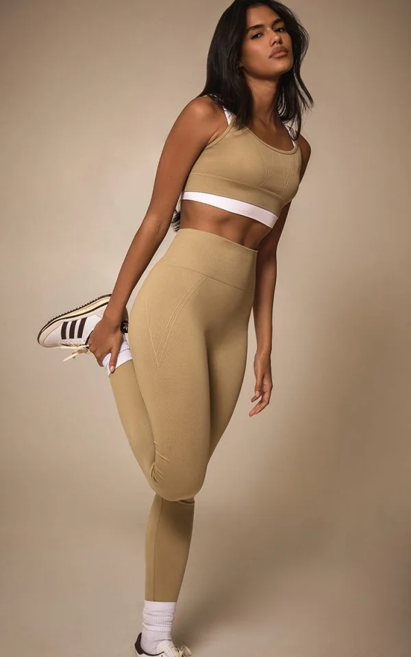 Olive Seamless Line Detail High Waisted Leggings