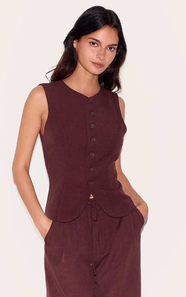 Wine Tailored Woven Vest