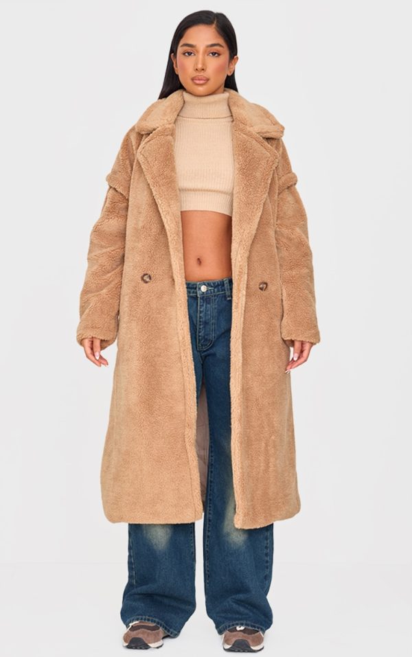 Petite Stone Teddy Bear Borg Coat