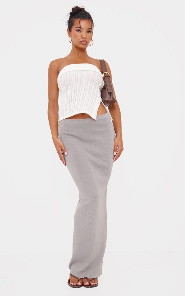 Dove Grey Fine Knit Maxi Skirt