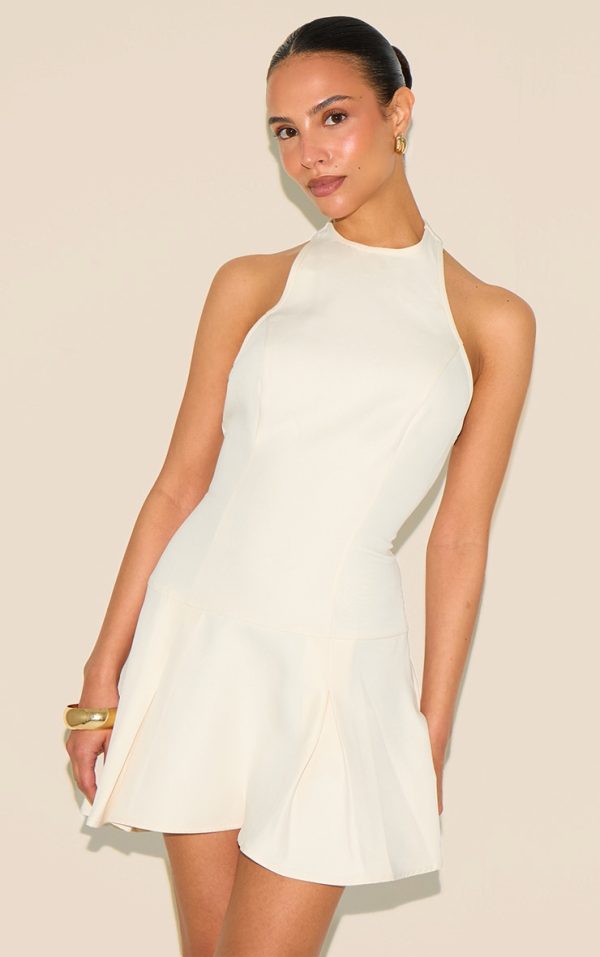 Petite Butter Cream Halterneck Shift Dress