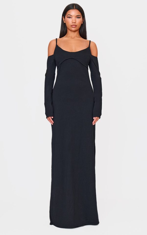Black Bralette Detail Maxi Dress