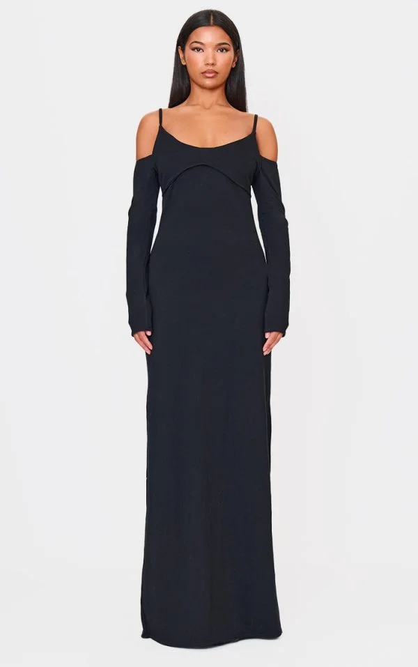Black Bralette Detail Maxi Dress