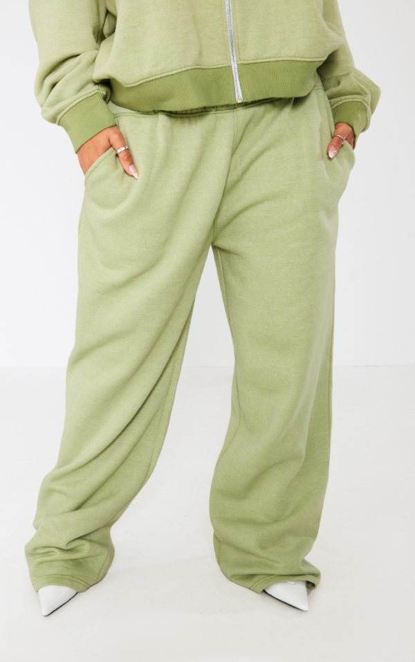 PRETTYLITTLETHING Shape Khaki Washed Wide Leg Sweatpants