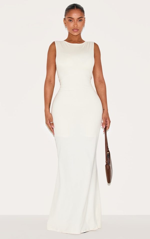 Shape Cream Built In Shapewear Sculpt Boat Neck Maxi Dress