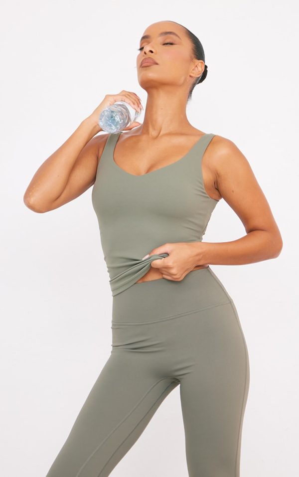 Olive Ultimate Sculpt Longline Padded Sports Vest