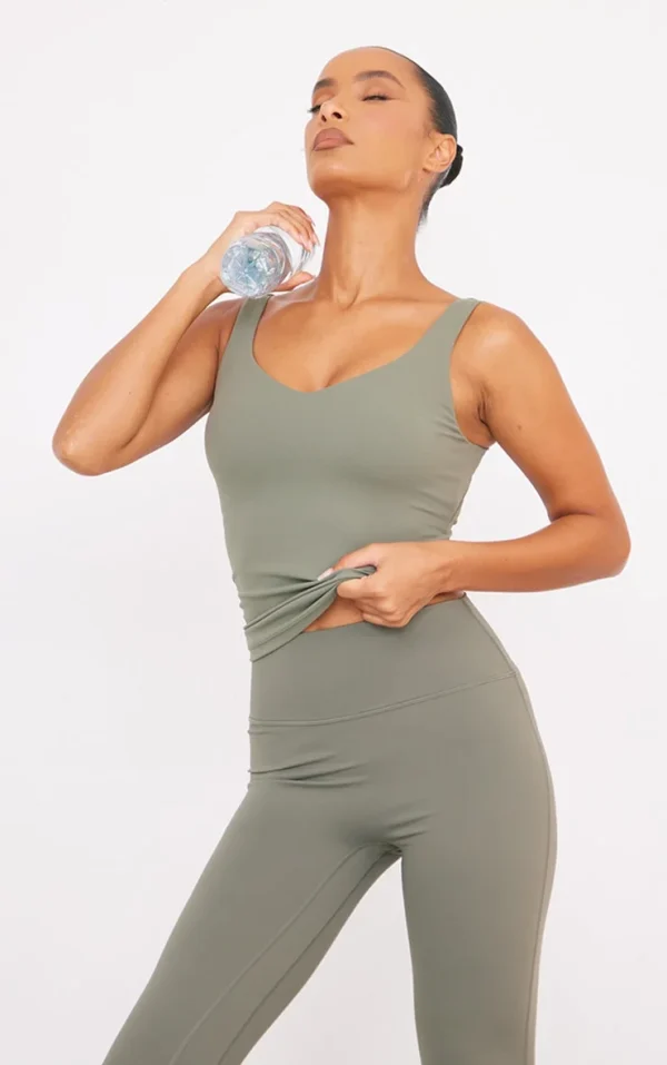Olive Ultimate Sculpt Longline Padded Sports Vest