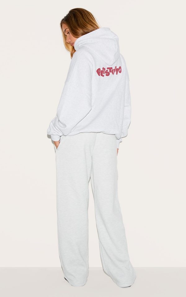 Ice Grey PLT Studio Archive Puff Print Oversized Hoodie