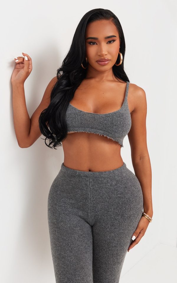 Shape Charcoal Knit Extreme Crop Bralet