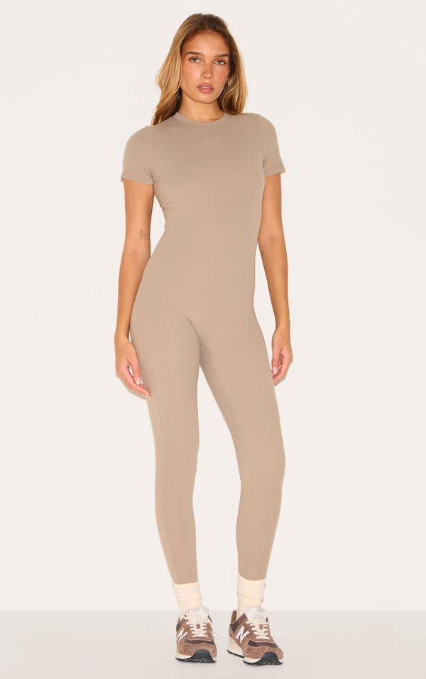 Deep Taupe Ultimate Sculpt Short Sleeved Unitard