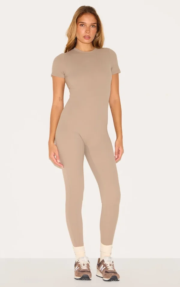 Deep Taupe Ultimate Sculpt Short Sleeved Unitard