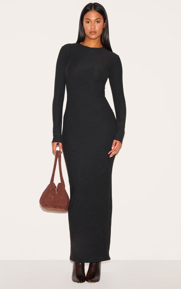 Tall Black Soft Touch Long Sleeve Maxi Dress