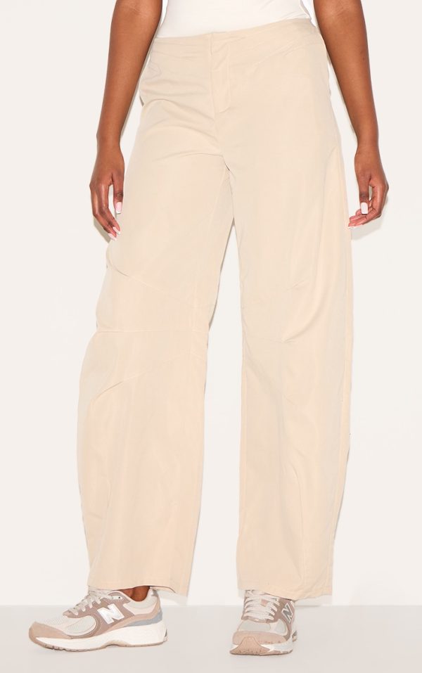 Stone Woven Tailored Barrel Leg Pants