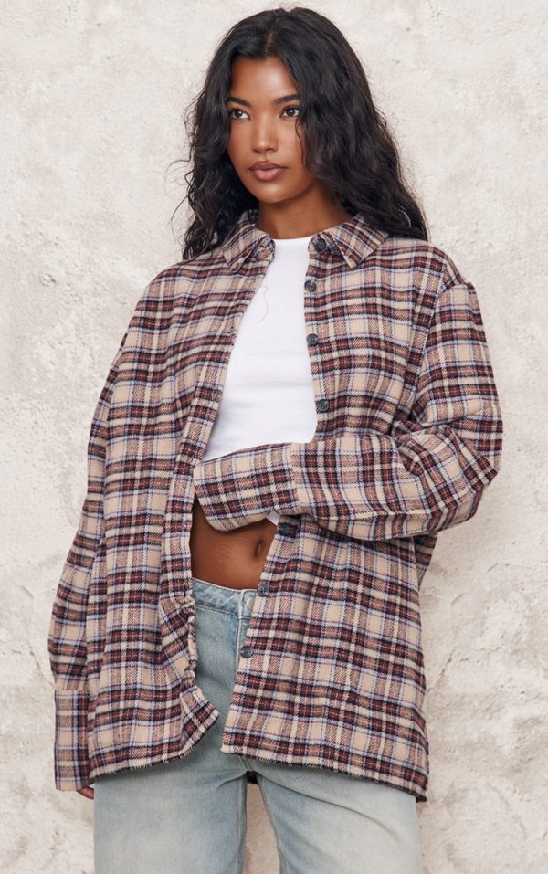 Brown Oversized Flannel Shirt