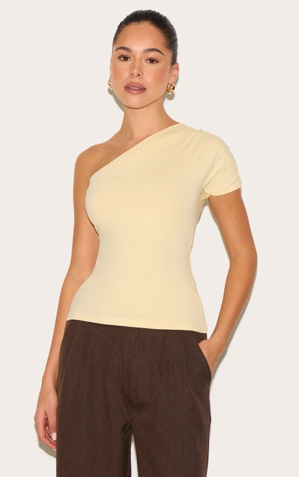 Butter Yellow  One Shoulder Asymmetric Top