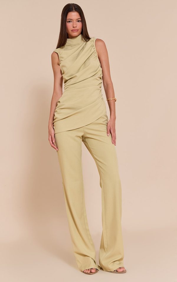 PLT Label Green Tailored Straight Leg Pant