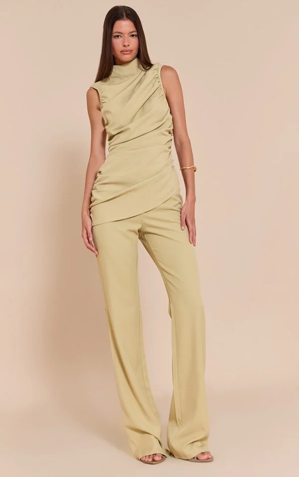 PLT Label Green Tailored Straight Leg Pant